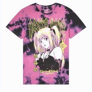 Death Note Misa Amane Anime Graphic Tee Shirt T-Shirt Tie Dye Pink Black